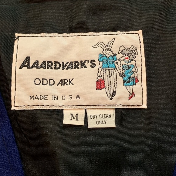Vintage Aardvarks Odd Ark Blue Embroidered Floral  Vest Size Medium  Made In USA - Picture 3 of 4